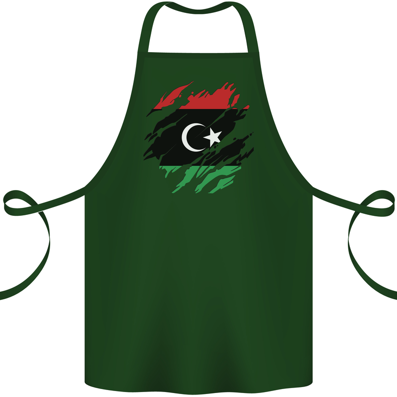 Torn Libya Flag Libyan Day Football Cotton Apron 100% Organic Forest Green