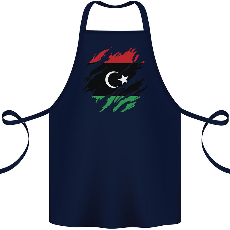 Torn Libya Flag Libyan Day Football Cotton Apron 100% Organic Navy Blue
