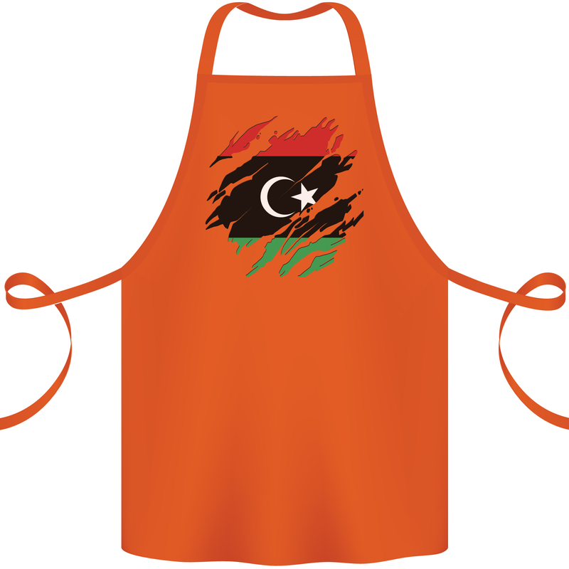 Torn Libya Flag Libyan Day Football Cotton Apron 100% Organic Orange