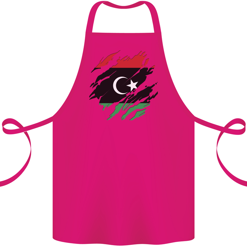 Torn Libya Flag Libyan Day Football Cotton Apron 100% Organic Pink