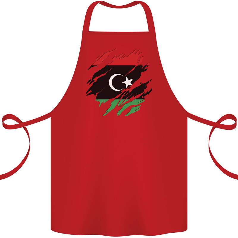 Torn Libya Flag Libyan Day Football Cotton Apron 100% Organic Red