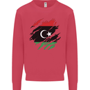 Torn Libya Flag Libyan Day Football Kids Sweatshirt Jumper Heliconia