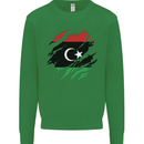 Torn Libya Flag Libyan Day Football Kids Sweatshirt Jumper Irish Green