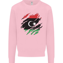 Torn Libya Flag Libyan Day Football Kids Sweatshirt Jumper Light Pink