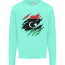 Torn Libya Flag Libyan Day Football Kids Sweatshirt Jumper Peppermint
