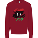 Torn Libya Flag Libyan Day Football Kids Sweatshirt Jumper Red