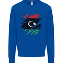 Torn Libya Flag Libyan Day Football Kids Sweatshirt Jumper Royal Blue