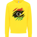 Torn Libya Flag Libyan Day Football Kids Sweatshirt Jumper Yellow