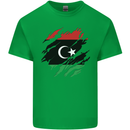Torn Libya Flag Libyan Day Football Kids T-Shirt Childrens Irish Green