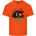 Torn Libya Flag Libyan Day Football Kids T-Shirt Childrens Orange