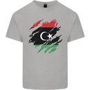 Torn Libya Flag Libyan Day Football Kids T-Shirt Childrens Sports Grey