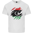 Torn Libya Flag Libyan Day Football Kids T-Shirt Childrens White