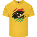 Torn Libya Flag Libyan Day Football Kids T-Shirt Childrens Yellow