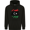 Torn Libya Flag Libyan Day Football Mens 80% Cotton Hoodie Black