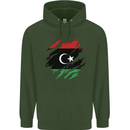 Torn Libya Flag Libyan Day Football Mens 80% Cotton Hoodie Forest Green