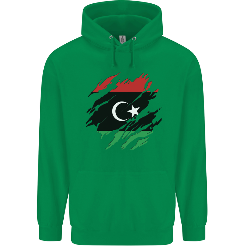 Torn Libya Flag Libyan Day Football Mens 80% Cotton Hoodie Irish Green