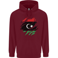 Torn Libya Flag Libyan Day Football Mens 80% Cotton Hoodie Maroon