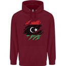 Torn Libya Flag Libyan Day Football Mens 80% Cotton Hoodie Maroon