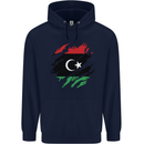 Torn Libya Flag Libyan Day Football Mens 80% Cotton Hoodie Navy Blue