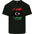 Torn Libya Flag Libyan Day Football Mens Cotton T-Shirt Tee Top Black