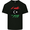 Torn Libya Flag Libyan Day Football Mens Cotton T-Shirt Tee Top Black