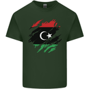 Torn Libya Flag Libyan Day Football Mens Cotton T-Shirt Tee Top Forest Green