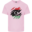 Torn Libya Flag Libyan Day Football Mens Cotton T-Shirt Tee Top Light Pink