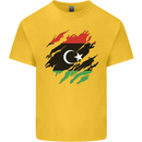 Torn Libya Flag Libyan Day Football Mens Cotton T-Shirt Tee Top Yellow