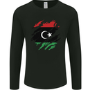 Torn Libya Flag Libyan Day Football Mens Long Sleeve T-Shirt Black