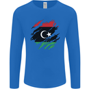 Torn Libya Flag Libyan Day Football Mens Long Sleeve T-Shirt Royal Blue