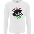 Torn Libya Flag Libyan Day Football Mens Long Sleeve T-Shirt White