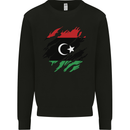 Torn Libya Flag Libyan Day Football Mens Sweatshirt Jumper Black