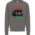 Torn Libya Flag Libyan Day Football Mens Sweatshirt Jumper Charcoal