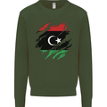 Torn Libya Flag Libyan Day Football Mens Sweatshirt Jumper Forest Green