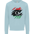 Torn Libya Flag Libyan Day Football Mens Sweatshirt Jumper Light Blue