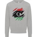 Torn Libya Flag Libyan Day Football Mens Sweatshirt Jumper Sports Grey