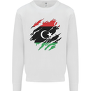 Torn Libya Flag Libyan Day Football Mens Sweatshirt Jumper White
