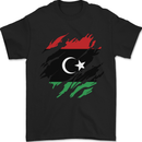 Torn Libya Flag Libyan Day Football Mens T-Shirt 100% Cotton Black