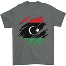 Torn Libya Flag Libyan Day Football Mens T-Shirt 100% Cotton Charcoal