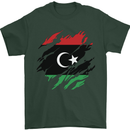 Torn Libya Flag Libyan Day Football Mens T-Shirt 100% Cotton Forest Green