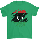 Torn Libya Flag Libyan Day Football Mens T-Shirt 100% Cotton Irish Green