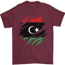 Torn Libya Flag Libyan Day Football Mens T-Shirt 100% Cotton Maroon