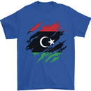 Torn Libya Flag Libyan Day Football Mens T-Shirt 100% Cotton Royal Blue