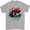 Torn Libya Flag Libyan Day Football Mens T-Shirt 100% Cotton Sports Grey