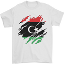 Torn Libya Flag Libyan Day Football Mens T-Shirt 100% Cotton White