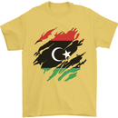Torn Libya Flag Libyan Day Football Mens T-Shirt 100% Cotton Yellow