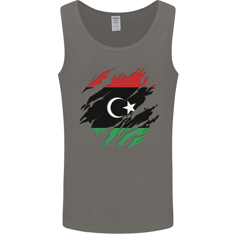 Torn Libya Flag Libyan Day Football Mens Vest Tank Top Charcoal