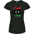 Torn Libya Flag Libyan Day Football Womens Petite Cut T-Shirt Black