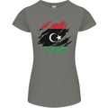 Torn Libya Flag Libyan Day Football Womens Petite Cut T-Shirt Charcoal