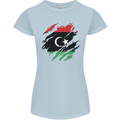 Torn Libya Flag Libyan Day Football Womens Petite Cut T-Shirt Light Blue